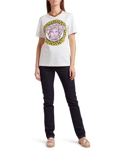 Shop Versace Medusa Greca Logo T-shirt In Whitemulticolor
