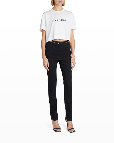 Shop Givenchy 4g Logo Apron-front Cutout Skinny-leg Jeans In Black