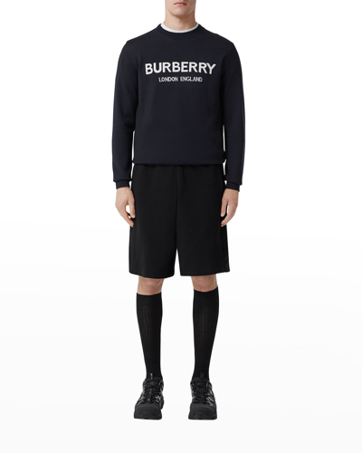 Shop Burberry Men's Fennell Logo Intarsia Sweater In Coal Blue
