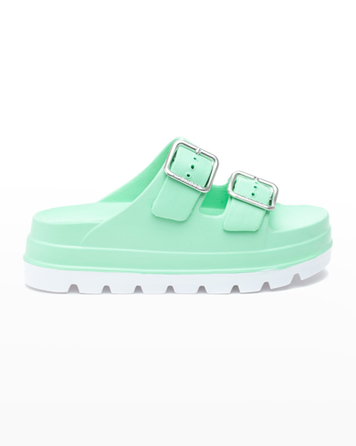 Shop Jslides Simply B Dual-buckle Slide Sandals In Ice Green