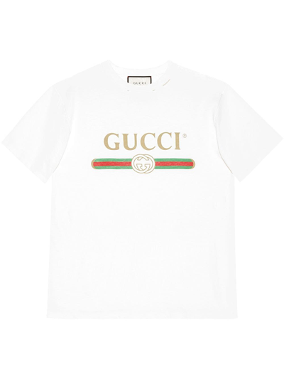 Shop Gucci T-shirt Oversize Con Logo  In White