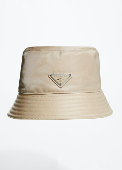 Shop Prada Recycled Nylon Bucket Hat In White