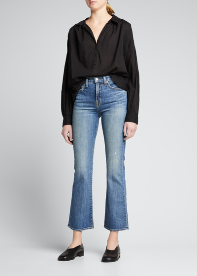 Shop Nili Lotan Mid-rise Bootcut Crop Jeans In Classic Wash