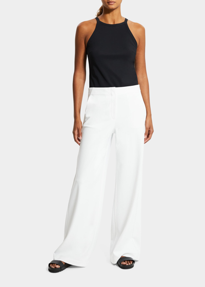 Shop Theory Terena Cropped Wide-leg Pants In Wht