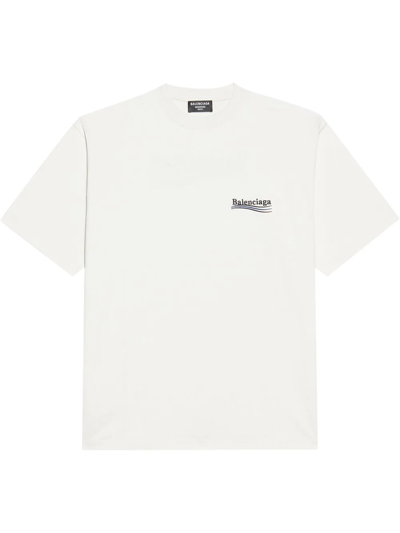 Shop Balenciaga Campaign Logo T-shirt In White