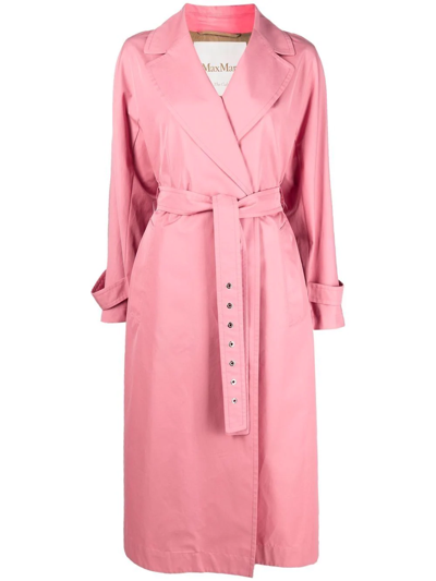 Shop Max Mara Cotton Trench Coat In Pink