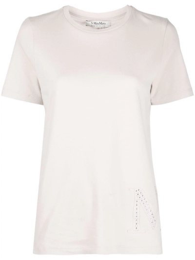 Shop 's Max Mara Crystal-embellished Patch T-shirt In Neutrals