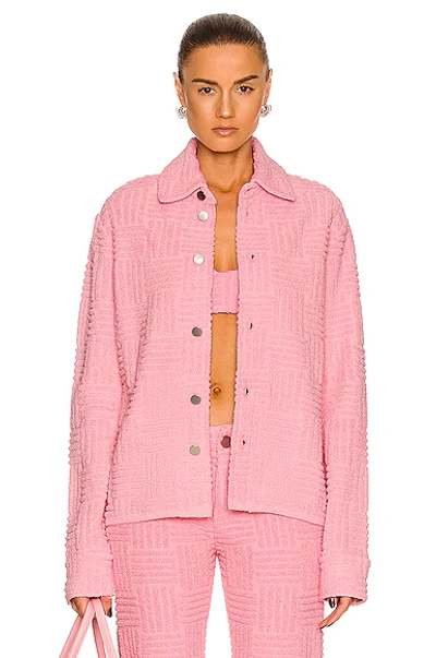 Bottega Veneta Woven-jacquard Toweling Button-down Jacket In Bubblegum