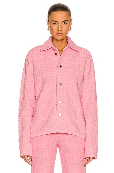 Bottega Veneta Woven-jacquard Toweling Button-down Jacket In Bubblegum