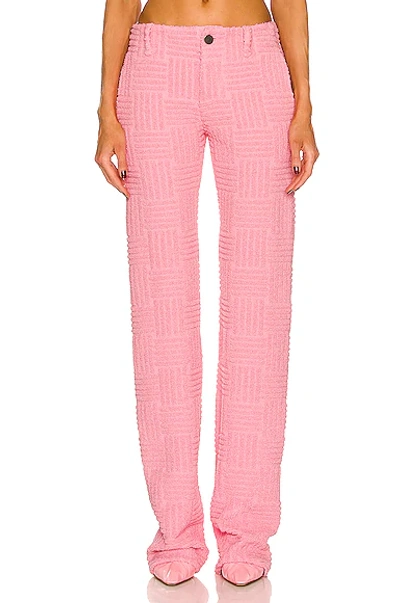 Shop Bottega Veneta Intreccio Towelling Trouser In Pink
