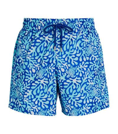 Shop Vilebrequin Mahina Turtle Print Swim Shorts In Blue