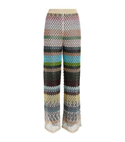 Shop Missoni Crochet Striped Trousers In Multi