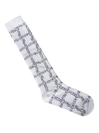 Shop Jw Anderson Logo Grid Ankle Socks Bundle In White/pink/green