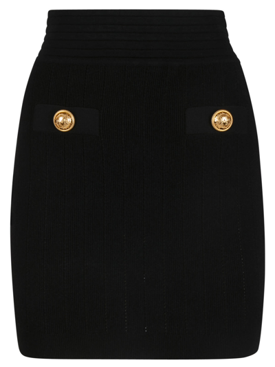 Shop Balmain High-waist Skirt In 0pa