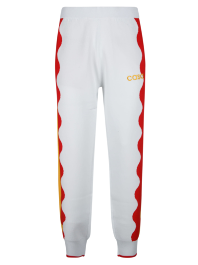 Shop Casablanca Side Stripe Logo Knit Track Pants In White/red