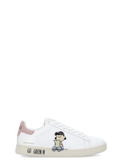 Shop Moa Master Of Arts Moaconcept X Peanuts: Snoopy And Lucy Gallery Sneakers In Bianco/rosa