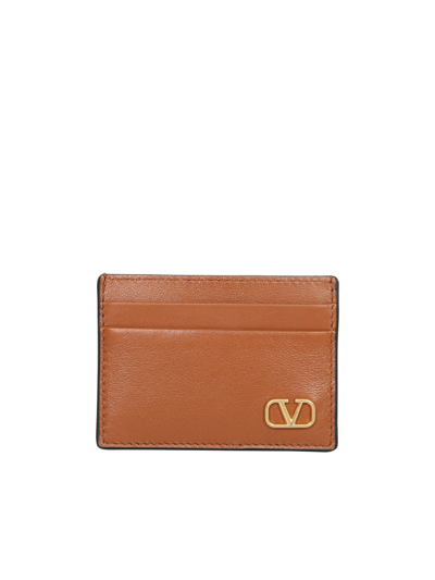 Shop Valentino Vlogo Cardholder In Brown