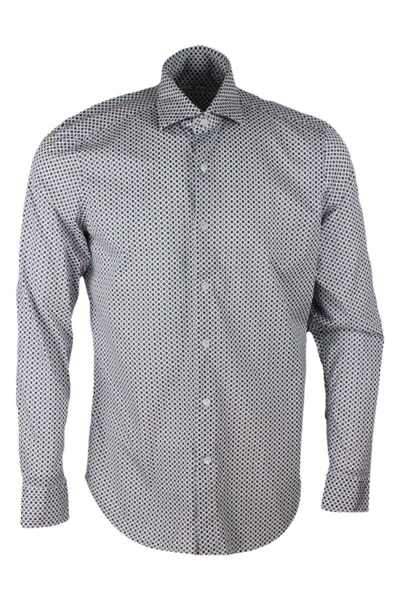 Shop Sonrisa Luxury Shirt In Soft Cotton In Bianco - Blu - Beige