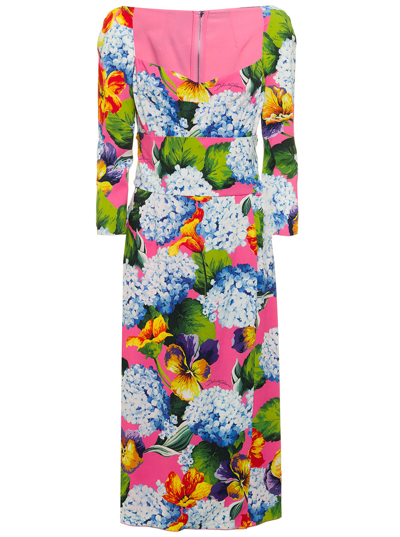 Shop Dolce & Gabbana Long Floral Multicolor Cady Dress  Woman