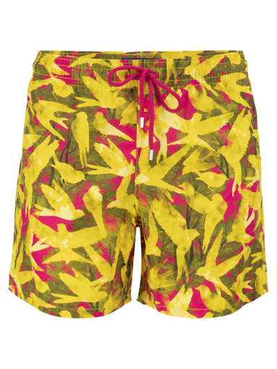 Shop Vilebrequin Mens Swimwear 50 Birds In Pink/yellow