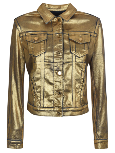 Shop Tom Ford Metallic Double-pocket Jacket In Gold