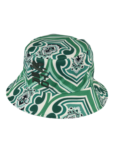 Shop Etro Logo Embroidered Bucket Hat In Green