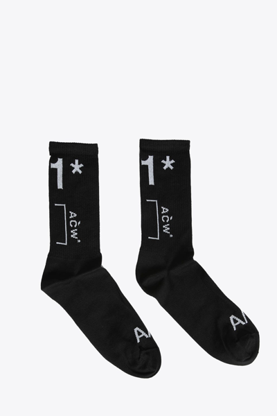Shop A-cold-wall* Knitted Jacquard Sock Black Socks With Yellow Logo In Nero
