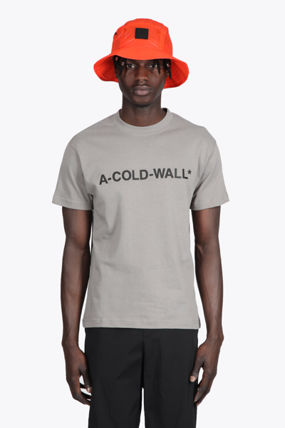 Shop A-cold-wall* Knitted Esssential Ss Logo T-shirt Grey Cotton T-shirt With Front Logo In Grigio