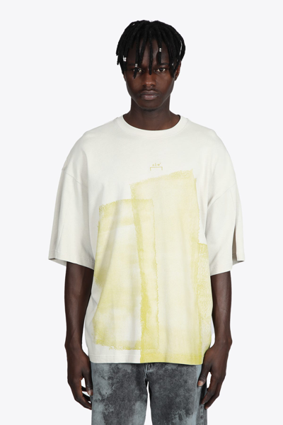 Shop A-cold-wall* Knitted Collage T-shirt Light Beige Cotton T-shirt With Abstract Screen Print