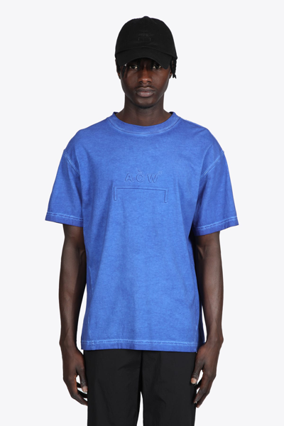 Shop A-cold-wall* Knitted Dissolve Dye T-shirt Pistacho Dyed Cotton T-shirt With Embossed Logo In Blu Cobalto