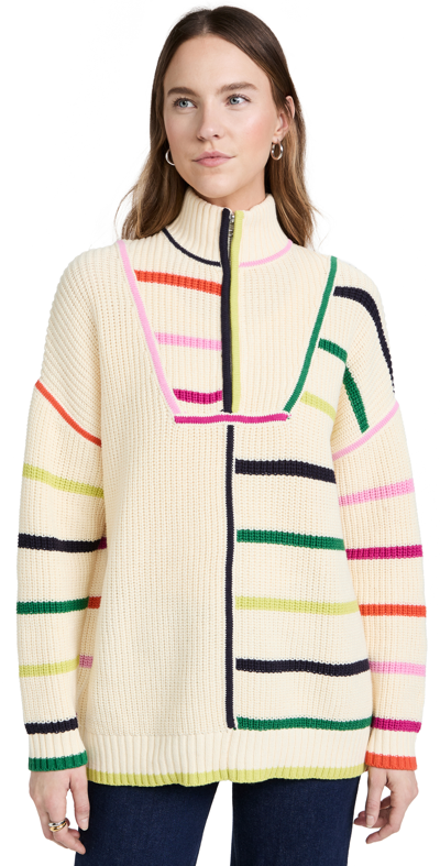 Shop Staud Hampton Sweater Cream Rainbow Multi