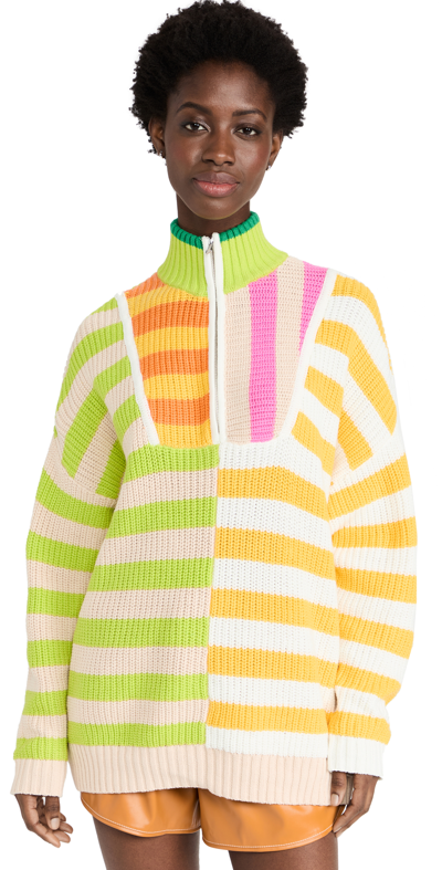 Staud Hampton Striped Chunky-knit Cotton-blend Sweater In Capri Stripe Multi