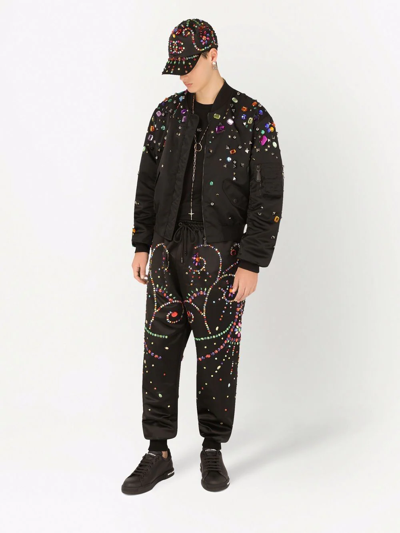 Shop Dolce & Gabbana Embellished Bomber Jacket In Black