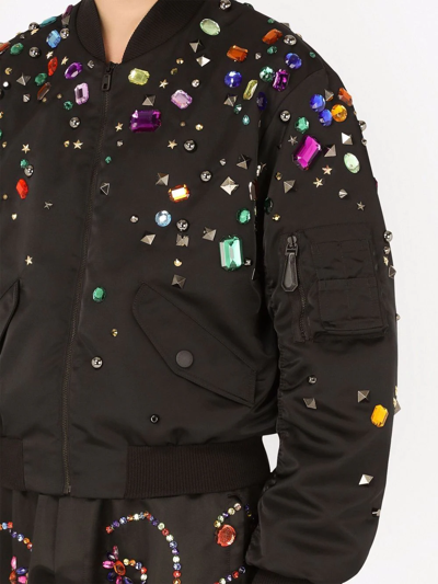 Shop Dolce & Gabbana Embellished Bomber Jacket In Black