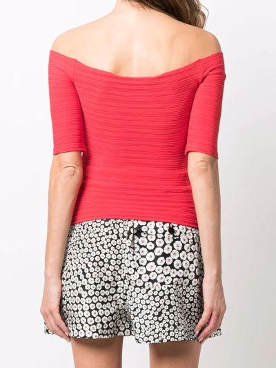 Shop Stella Mccartney Off-shoulder Cut-out Top In Red