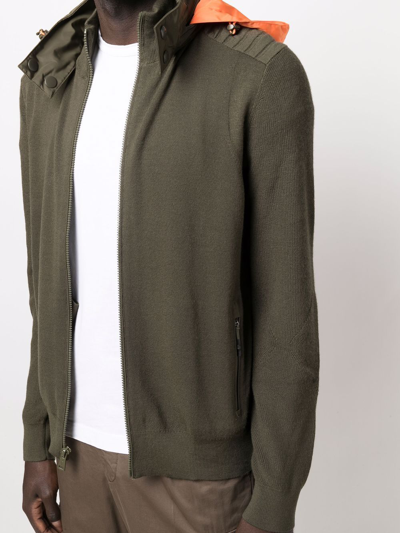 Shop Polo Ralph Lauren Contrast-hood Zipped Hoodie In Green