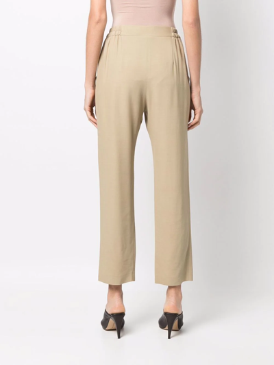 Shop Etro Drawstring-waist Tapered-leg Trousers In Neutrals