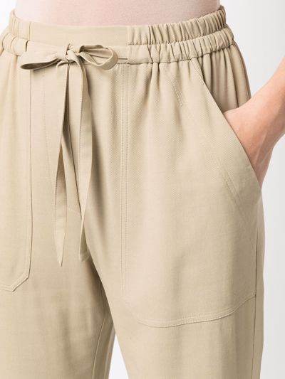 Shop Etro Drawstring-waist Tapered-leg Trousers In Neutrals