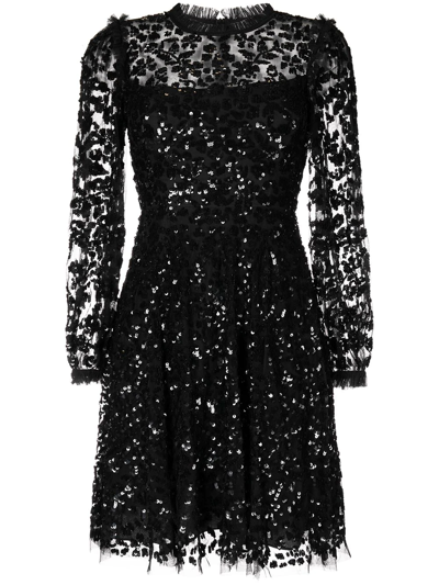 Shop Needle & Thread Sequin-embellished Mini Dress In Black