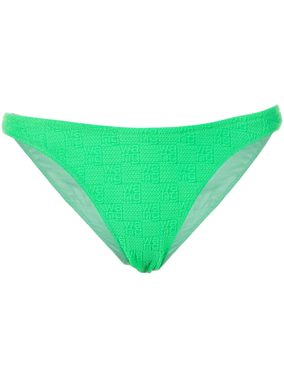 Shop Alexander Wang Knit Logo Bikini Bottoms In Green