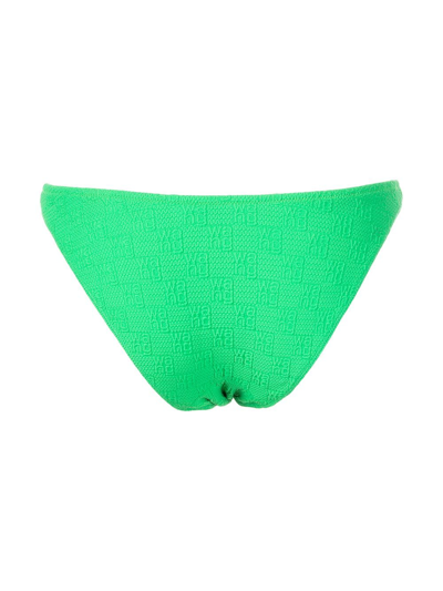 Shop Alexander Wang Knit Logo Bikini Bottoms In Green