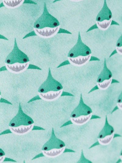 Shop Fedeli Shark Print Swim Shorts In Green