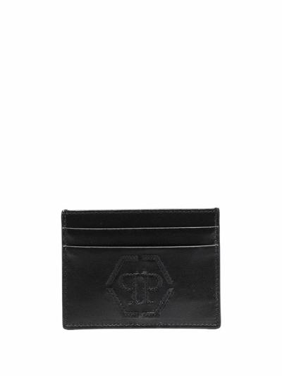 Shop Philipp Plein Hexagon Leather Cardholder In Black