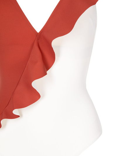 Evarae Econyl Ruffle-trim Otto Swimsuit In Brown | ModeSens