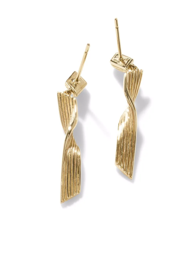 Shop John Hardy 18kt Yellow Gold Bamboo Drop Earrings