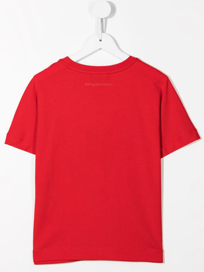 Shop Emporio Armani Sequin-embellished Short-sleeved T-shirt In Red