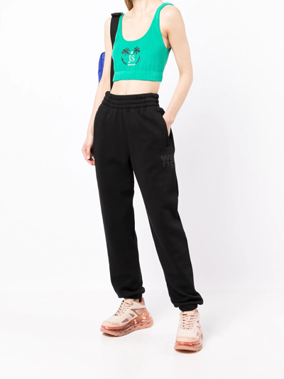 Shop Joshua Sanders Terry-cloth Effect Cropped Top In Green