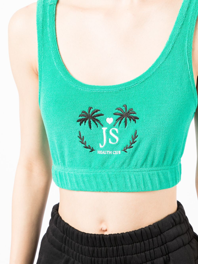 Shop Joshua Sanders Terry-cloth Effect Cropped Top In Green