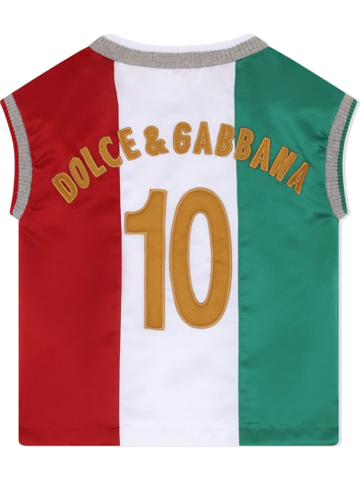Shop Dolce & Gabbana Italian-flag Logo Sleeveless Top In White
