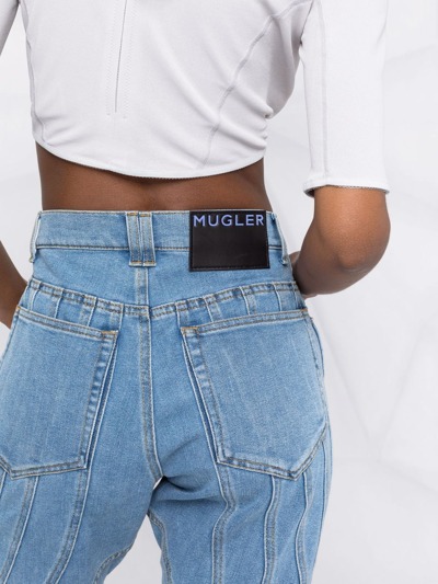 Shop Mugler Logo-patch Denim Jeans In Blue